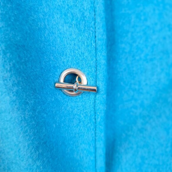 Wool Duffle Coat Size 8 Turquoise Harvé Benard By Benard Holtzman Vintage 80s - Picture 7 of 14
